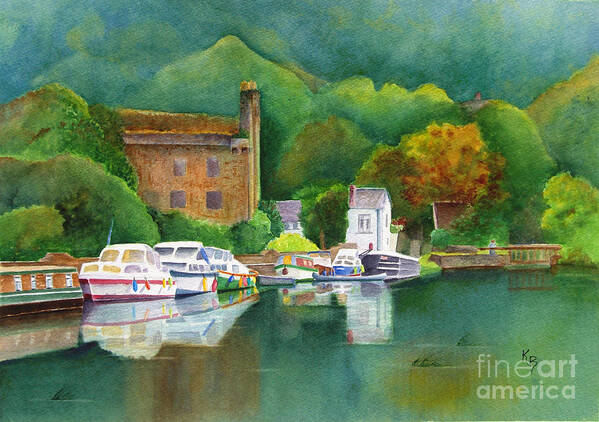 Landscape Art Print featuring the painting Riverboats by Karen Fleschler