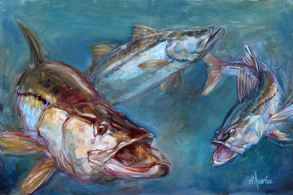Snook Art Print featuring the painting Robalo by Tom Dauria