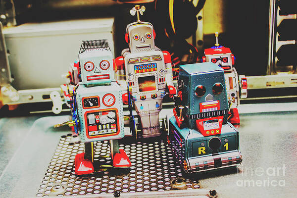 Robotic Art Print featuring the photograph Robots of retro cool by Jorgo Photography