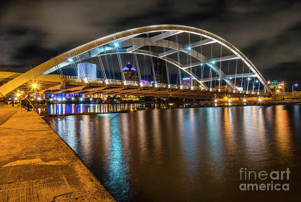 Rochester Art Print featuring the photograph Rochester Bridge Glow by Joann Long