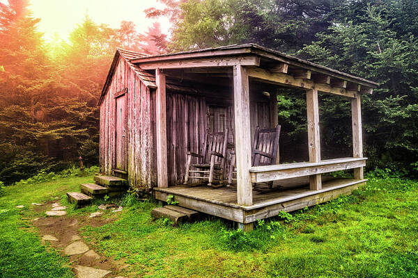 Appalachia Art Print featuring the photograph Rocking Chairs at the top Mt LeConte by Debra and Dave Vanderlaan