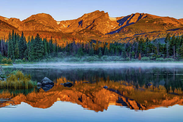 America Art Print featuring the photograph Rocky Mountain Park Mountain Landscape - Colorful Sunrise Reflections by Gregory Ballos