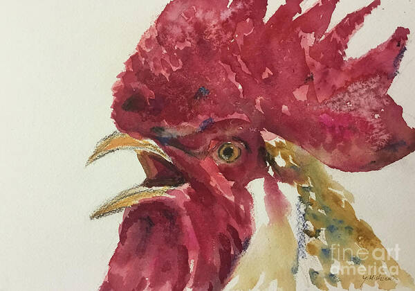 Bird Art Print featuring the painting Rooster by Yoshiko Mishina