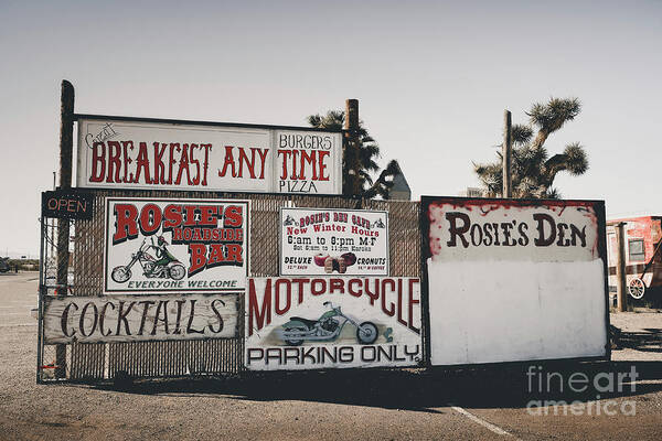 Arizona Art Print featuring the photograph Rosies Den Cafe by Iryna Liveoak