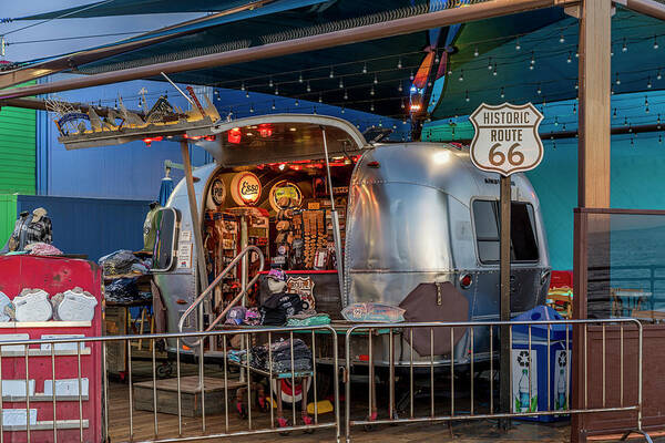 Pacific Park Santa Monica Art Print featuring the photograph Route 66 And Airstream On Tha Pier by Gene Parks