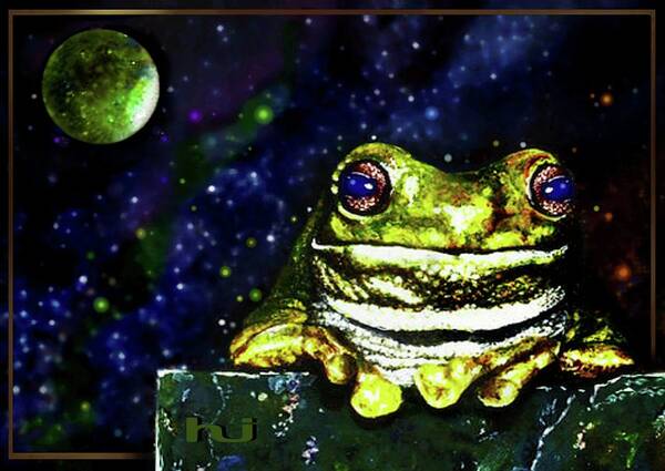 Frog Art Print featuring the painting Ruler Of The Cosmos by Hartmut Jager