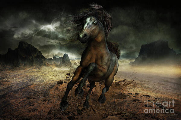 Dun Horse Art Print featuring the digital art Run Like the Wind by Shanina Conway