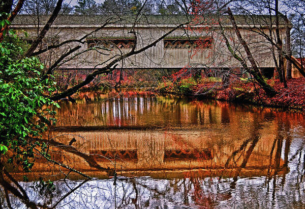 Covered Bridge Art Print featuring the photograph Running Waters Covered Bridge 025 by George Bostian