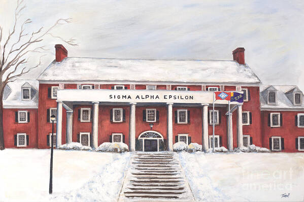 Sae Fraternity House Art Print featuring the painting SAE Fraternity House at UofA by Tansill Stough