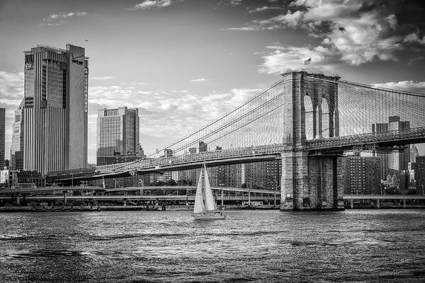 Nyc Art Print featuring the photograph Sailboat on the East River by Frank Mari