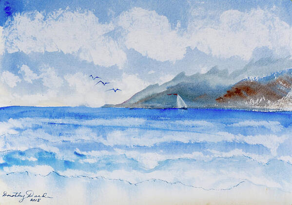 French Polynesia Art Print featuring the painting Sailing into Moorea by Dorothy Darden