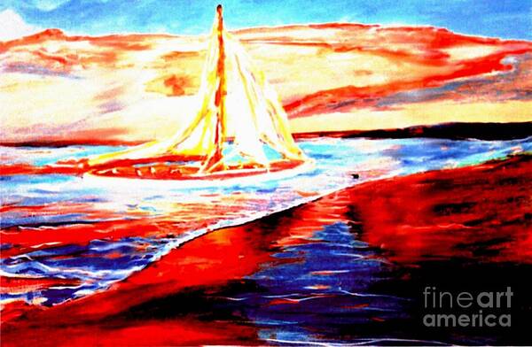 Sailing Art Print featuring the painting Sailing Monterey by Stanley Morganstein