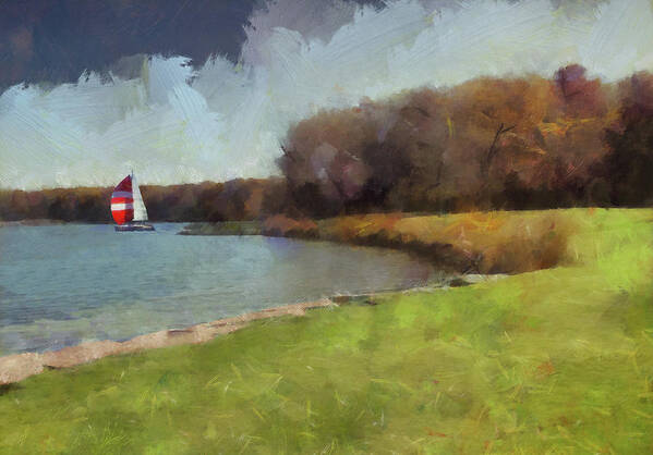 Cedric Hampton Art Print featuring the photograph Sails On Lake Wampum by Cedric Hampton