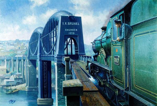 Saltash Bridge Art Print featuring the painting Saltash bridge. by Mike Jeffries