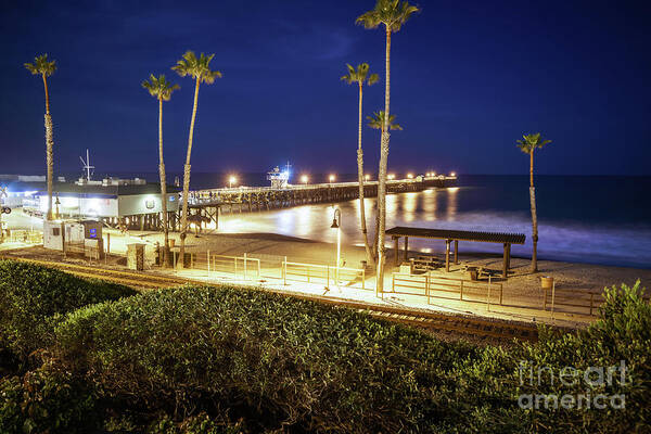2017 Art Print featuring the photograph San Clemente Pier at Night High Resolution Photo by Paul Velgos