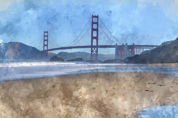Gate Art Print featuring the photograph San Francisco Golden Gate Bridge in California by Brandon Bourdages
