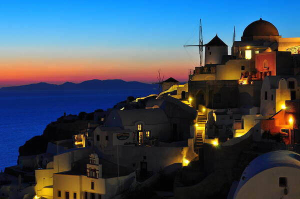 Santorini Art Print featuring the photograph Santorini Sunset by Ian Stotesbury