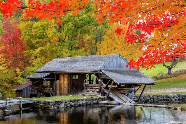 Landscape Art Print featuring the photograph Sawmill Reflection, Autumn in New Hampshire by Betty Denise
