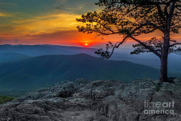 Ravens Art Print featuring the photograph Scarlet Sky at Ravens Roost by Karen Jorstad