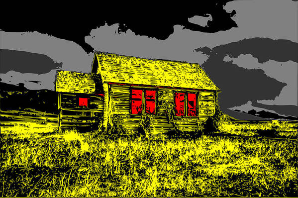 Scary Art Print featuring the digital art Scary Farmhouse by Piotr Dulski