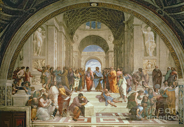 School Art Print featuring the painting School of Athens from the Stanza della Segnatura by Raphael