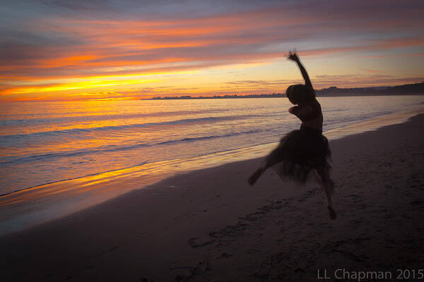 Sunset Art Print featuring the photograph Seaside dancer by Lora Lee Chapman