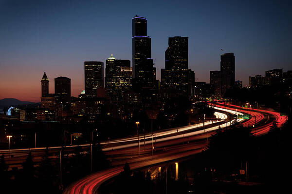 Seattle Washington Art Print featuring the photograph Seattle at Dusk by Harold Coleman