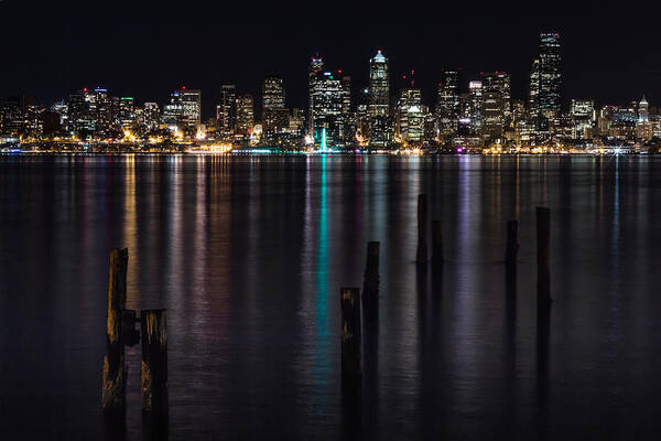 Cityscape Art Print featuring the photograph Seattle at Night by Ed Clark