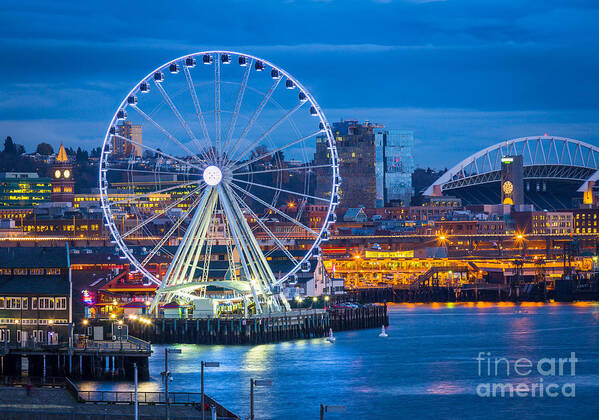 America Art Print featuring the photograph Seattle Great Wheel #1 by Inge Johnsson