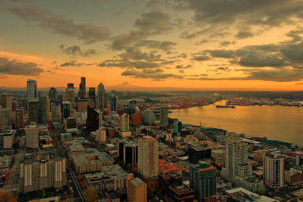 Seattle Art Print featuring the photograph Seattle Sunset by Dan Mihai