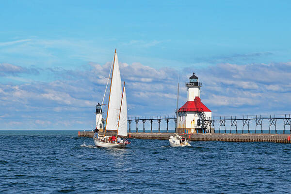 Lighthouse Art Print featuring the photograph Set Sail by Susan Rissi Tregoning