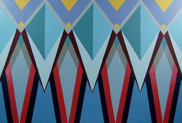 Geometric Art Art Print featuring the painting Shades of Blue by Charla Van Vlack