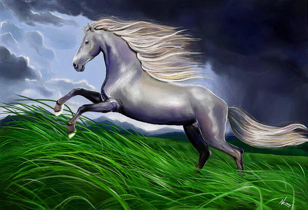 Horse Art Print featuring the digital art Shadowfax by Norman Klein