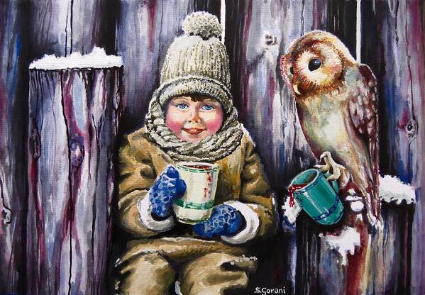 Painting Art Print featuring the painting Sharing A Hot Chocolate by Geni Gorani