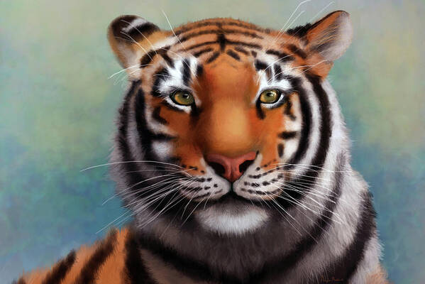 Tiger Art Art Print featuring the digital art Siberian tiger by Angela Murdock
