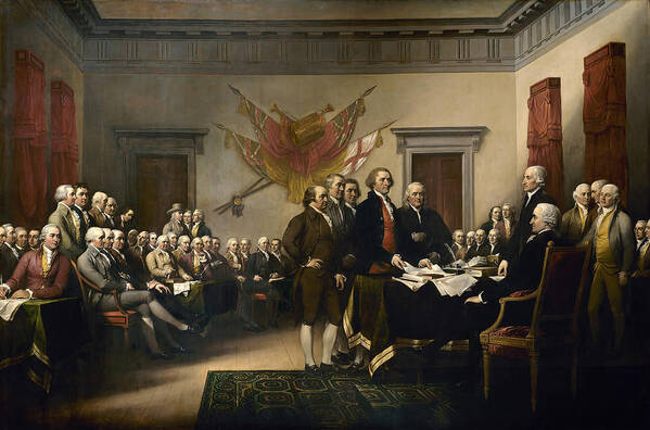 Declaration Of Independence Art Print featuring the painting Signing The Declaration Of Independence by War Is Hell Store