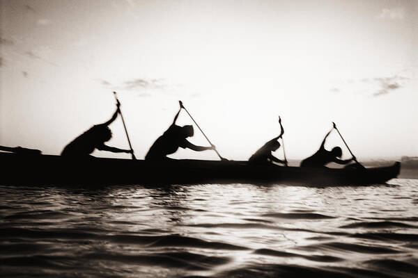 02-pfs0044 Art Print featuring the photograph Silhouetted Paddlers by Bob Abraham - Printscapes