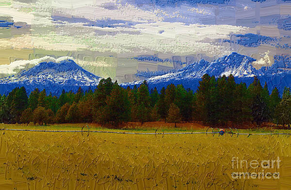 Diane Berry Art Print featuring the painting Sisters Cascade Range by Diane E Berry