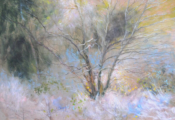 Landscape Art Print featuring the painting Sketch of Halation effect through Trees by Harry Robertson