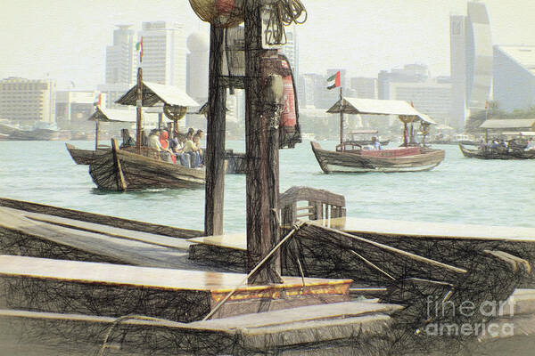 Dubai Creek-uae Art Print featuring the photograph Sketches from Dubai Creek Nbr.3 by Scott Cameron