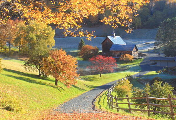Autumn Art Print featuring the photograph Sleepy Hollow Farm Vermont Autumn Morning by John Burk