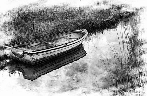 Black And White Boat Art Print featuring the photograph Small Boat #2 by Karen McKenzie McAdoo