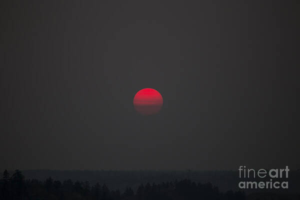 Landscape Art Print featuring the photograph Smokey Red Sun by Shevin Childers