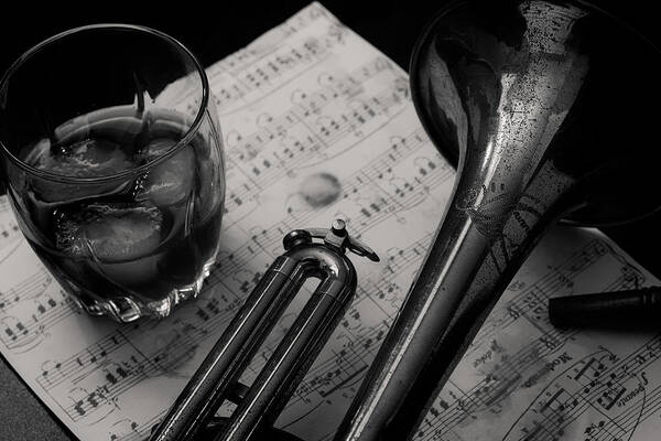 Jazz Art Print featuring the photograph Smooth Jazz B n W by Eugene Campbell