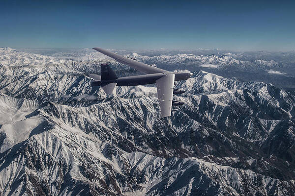 B-52 Art Print featuring the digital art Snow Capped Mountains by Airpower Art