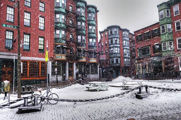 Boston Art Print featuring the photograph Snow in the North End Boston MA by Toby McGuire