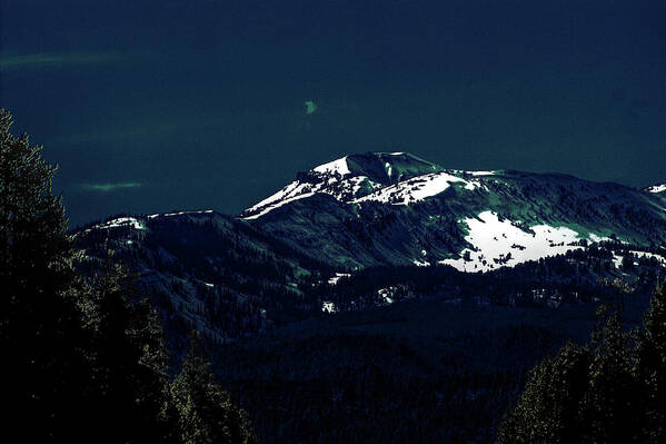 Mountain Art Print featuring the photograph Snow on the Mountain at Night by Scott Carlton