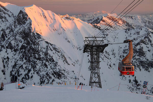 Landscape Art Print featuring the photograph Snowbird Sunrise Tram by Brett Pelletier