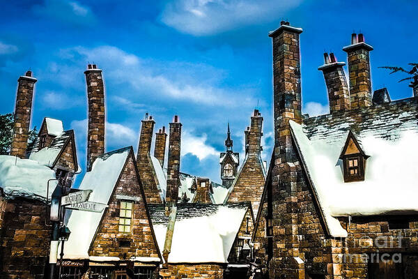 Castle Art Print featuring the photograph Snowy Hogsmeade Village Rooftops by Gary Keesler