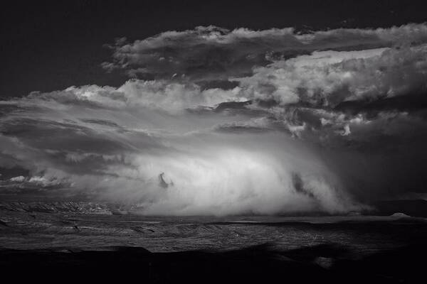 B&w Art Print featuring the photograph Snowy Mix Storm over the Verde Valley by Ron Chilston